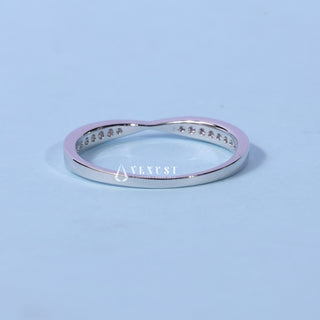 Round Moissanite Diamond Channel Pave Wedding Band