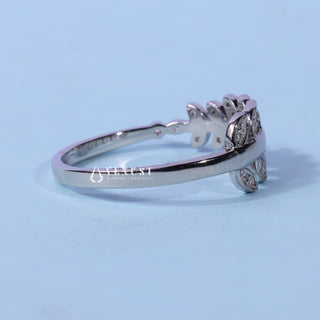 Round Moissanite Diamond Leaf Shape Wedding Band