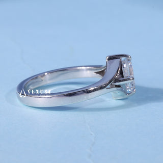 1.0CT Asscher Cut Moissanite Diamond Split Shank Engagement Ring
