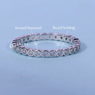 Bezel Set Round Cut Moissanite Diamond Full Eternity Wedding Band