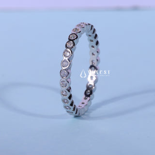 Bezel Set Round Cut Moissanite Diamond Full Eternity Wedding Band