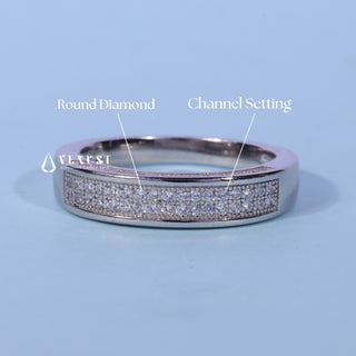 Round Moissanite Diamond Channel Pave Wedding Band