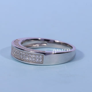 Round Moissanite Diamond Channel Pave Wedding Band