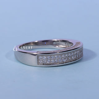Round Moissanite Diamond Channel Pave Wedding Band
