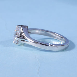 1.0CT Asscher Cut Moissanite Diamond Split Shank Engagement Ring