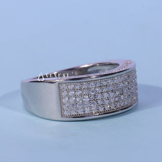 Round Moissanite Diamond Channel Pave Wedding Band