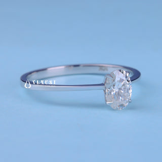 1.0CT Oval Cut Moissanite Diamond Solitaire Engagement Ring