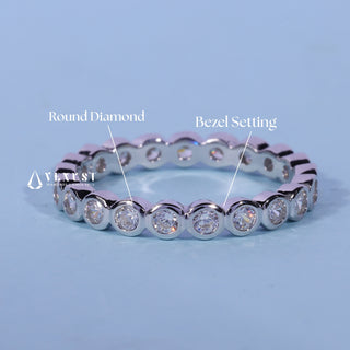 Bezel Set Round Cut Moissanite Diamond Full Eternity Wedding Band