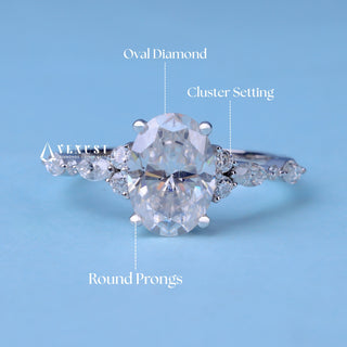 1.50CT Oval Cut Moissanite Diamond Cluster Engagement Ring
