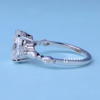 1.50CT Oval Cut Moissanite Diamond Cluster Engagement Ring