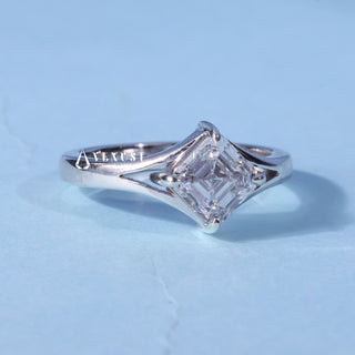 1.0CT Asscher Cut Moissanite Diamond Split Shank Engagement Ring