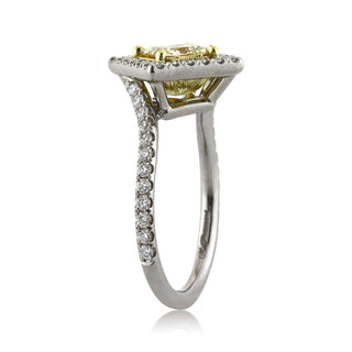 1.50CT Light Yellow Princess Moissanite Diamond Halo Pave Engagement Ring