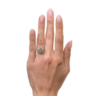 1.50CT Light Yellow Princess Moissanite Diamond Halo Pave Engagement Ring