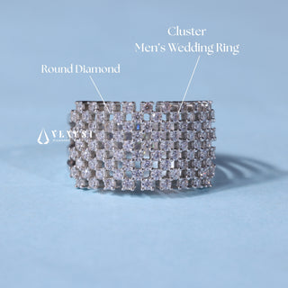 0.70CT Round Cut Cluster Diamond Men's Wedding Rings