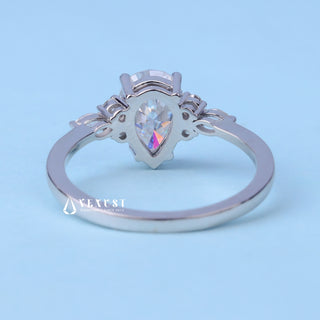 1.0CT Pear Cut Moissanite Diamond Cluster Engagement Ring