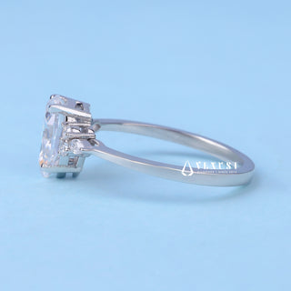 1.0CT Pear Cut Moissanite Diamond Cluster Engagement Ring