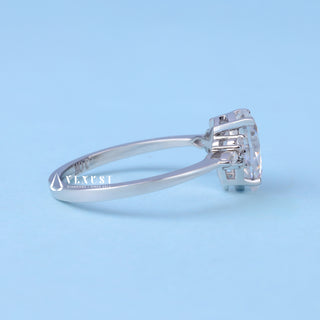 1.0CT Pear Cut Moissanite Diamond Cluster Engagement Ring