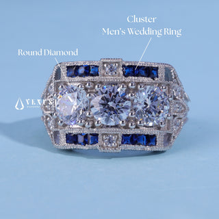 1.0CT Round Cut Cluster Diamond Men's Engagement Ring