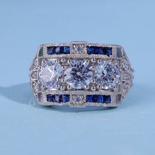 1.0CT Round Cut Cluster Diamond Men's Engagement Ring