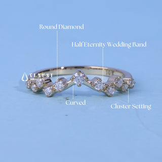 Round Moissanite Diamond Cluster Curved Wedding Band