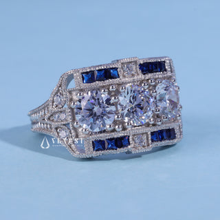 1.0CT Round Cut Cluster Diamond Men's Engagement Ring