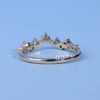 Round Moissanite Diamond Cluster Curved Wedding Band