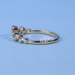 Round Moissanite Diamond Cluster Curved Wedding Band