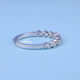 Round Moissanite Diamond Half Eternity Wedding Band