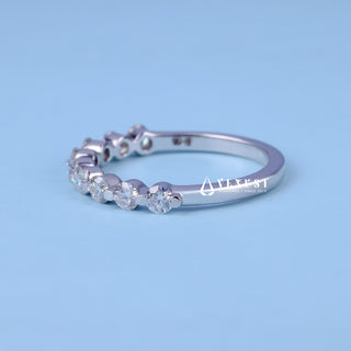Round Moissanite Diamond Half Eternity Wedding Band