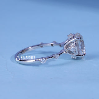 1.50CT Oval Cut Moissanite Diamond Petite Pave Engagement Ring