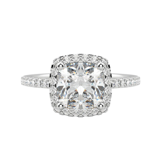 2.15CT Cushion Cut Halo Moissanite Diamond Engagement Ring