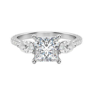 2.78 CT Princess Cut 3 Stone Diamond Moissanite Engagement Ring