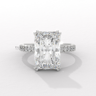 4.0CT Radiant Cut Moissanite Diamond Pavé Engagement Ring