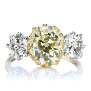 3 carat moissanite engagement ring
three stone ring 
three stone engagement ring 
yellow stone ring 
yellow round ring 
yellow round shape ring 