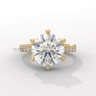 3 carat round pavé engagement ring