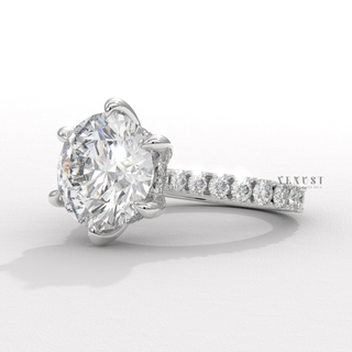 3 carat round pavé engagement ring white gold