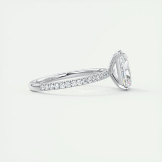 2.10 CT Radiant Solitaire Pave Moissanite Engagement Ring