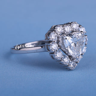 1.0CT Heart Cut Moissanite Diamond Halo Cathedral Engagement Ring