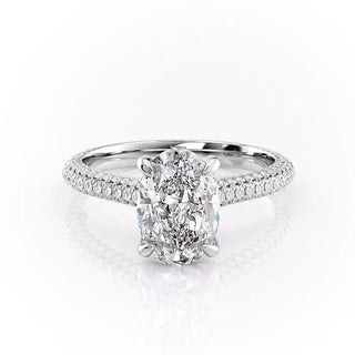 1.91 CT Oval Cut Solitaire Triple Pave Setting Moissanite Engagement Ring