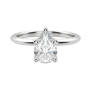 1.33CT Pear Solitaire With Hidden Halo Setting Moissanite Engagement Ring