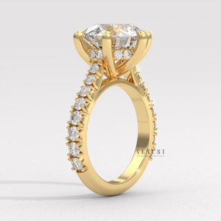 3ct round diamond pavé ring yellow gold