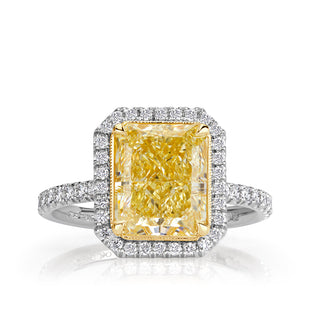 4.0CT Fancy Yellow Moissanite Ring
radiant engagement ring 
yellow diamond ring 