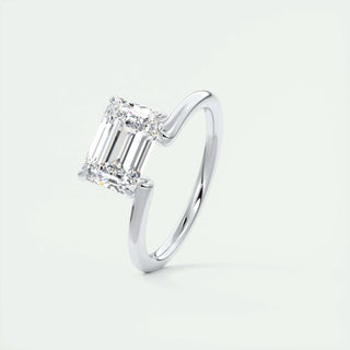 1.91CT Emerald Cut Solitaire Moissanite Engagement Ring