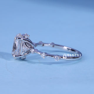 1.50CT Oval Cut Moissanite Diamond Petite Pave Engagement Ring