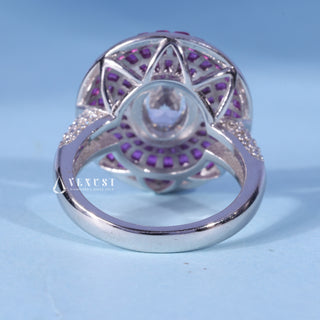 1.0CT Oval Cut Moissanite Diamond Halo Engagement Ring