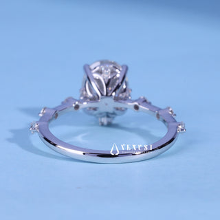 1.50CT Oval Cut Moissanite Diamond Petite Pave Engagement Ring