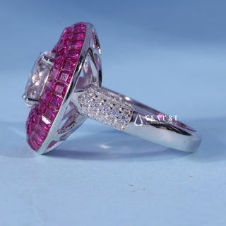 1.0CT Oval Cut Moissanite Diamond Halo Engagement Ring