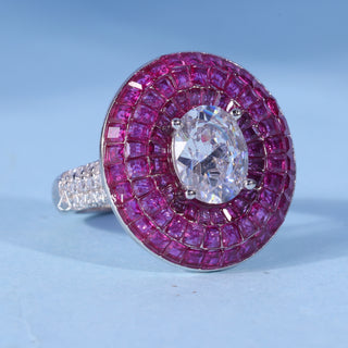 1.0CT Oval Cut Moissanite Diamond Halo Engagement Ring