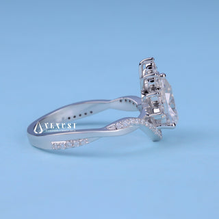 1.0CT Pear Cut Moissanite Diamond Halo Infinity Engagement Ring