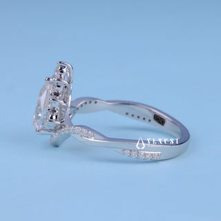 1.0CT Pear Cut Moissanite Diamond Halo Infinity Engagement Ring